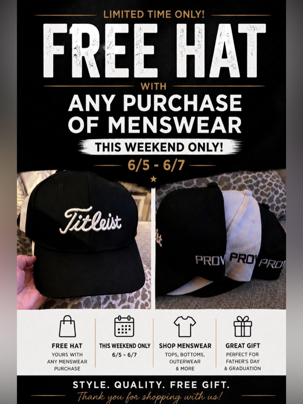 Titleist Black and White Script Golf Cap